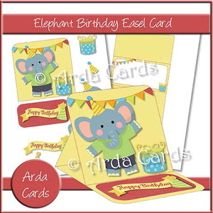 Elephant Birthday Easel Card - The Printable Craft Shop