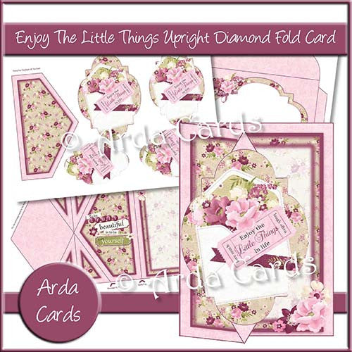 Enjoy The Little Things Upright Diamond Fold Card - The Printable Craft Shop