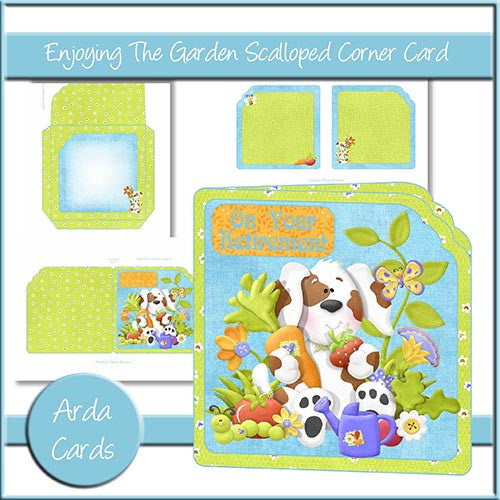 Enjoying The Garden Scalloped Corner Card - The Printable Craft Shop