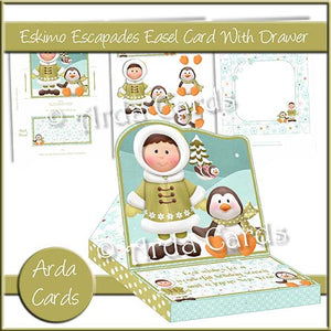 Eskimo Escapades Easel Card With Drawer - The Printable Craft Shop