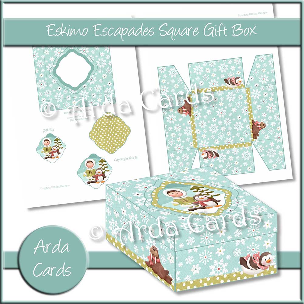 Eskimo Escapades Square Gift Box Printable
