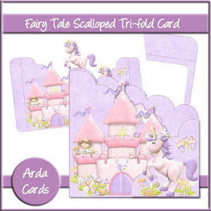 Fairy Tale Scalloped Tri-Fold Card - The Printable Craft Shop