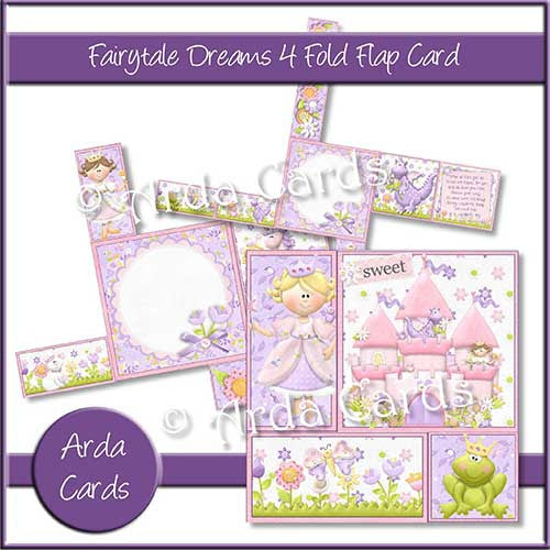 Fairytale Dreams 4 Fold Flap Card - The Printable Craft Shop - 1