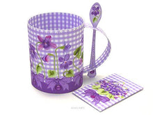 Load image into Gallery viewer, 3D Mug &amp; Latte Spoon Set - February Birth Flower &amp; Gem Printables