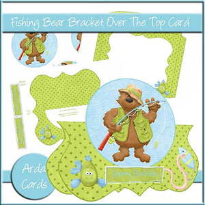 Fishing Bear Bracket Over The Top Card - The Printable Craft Shop
