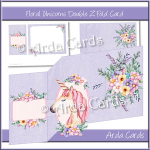 Floral Unicorn Z Fold Card