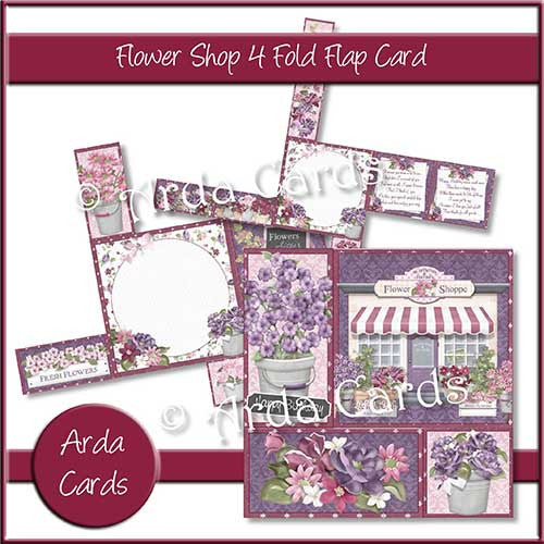 Flower Shop 4 Fold Flap Card - The Printable Craft Shop - 1