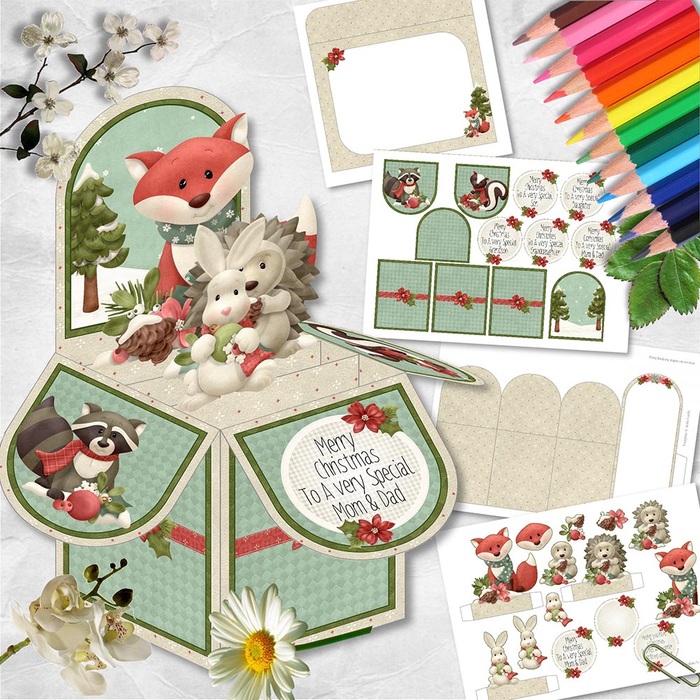 Forest Christmas Pop Up Box Card