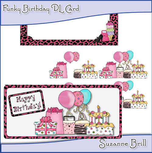 Funky Birthday DL Card - The Printable Craft Shop