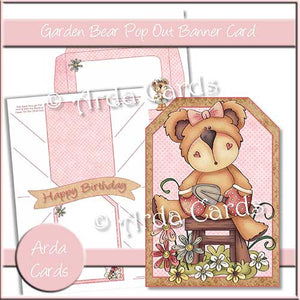 Garden Bear Printable Pop Out Banner Card - The Printable Craft Shop