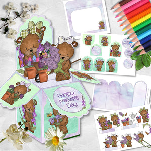 Gardening Bears Pop Up Box Card