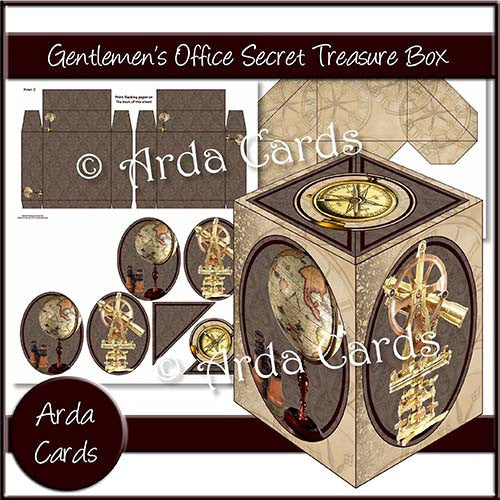 Gentleman's Office Secret Treasure Box - The Printable Craft Shop