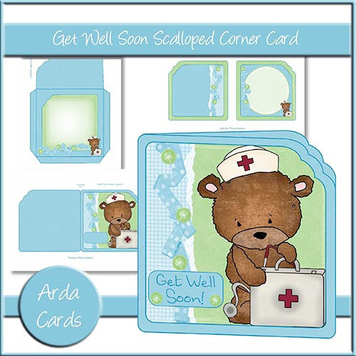 Get Well Soon Scalloped Corner Card - The Printable Craft Shop