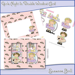 Girls Night In Double Window Card - The Printable Craft Shop