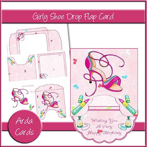 Girly Shoe Drop Flap Card - The Printable Craft Shop