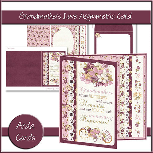 Grandmothers Love Asymmetric Card - The Printable Craft Shop