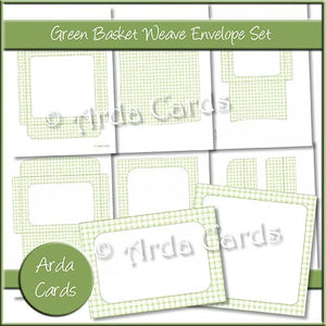 Green Basket Weave Envelope Set - The Printable Craft Shop