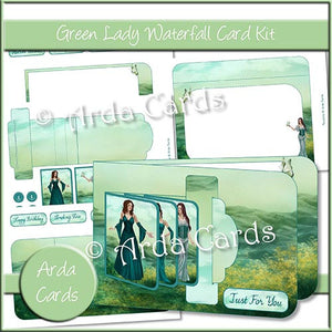 Green Lady Waterfall Card Kit - The Printable Craft Shop
