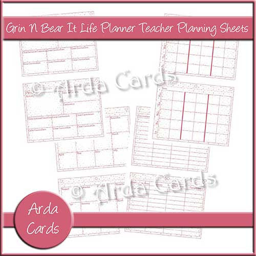 Grin N Bear It Life Planner Teacher Planning Sheets - The Printable Craft Shop