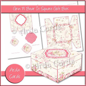 Grin & Bear It Square Printable Gift Box - The Printable Craft Shop