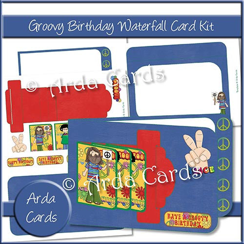 Groovy Birthday Waterfall Card Kit - The Printable Craft Shop