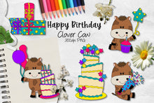 Load image into Gallery viewer, Happy Birthday Clover Cow CU Clipart