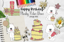 Load image into Gallery viewer, Happy Birthday Plushy Polar Bear CU Clipart