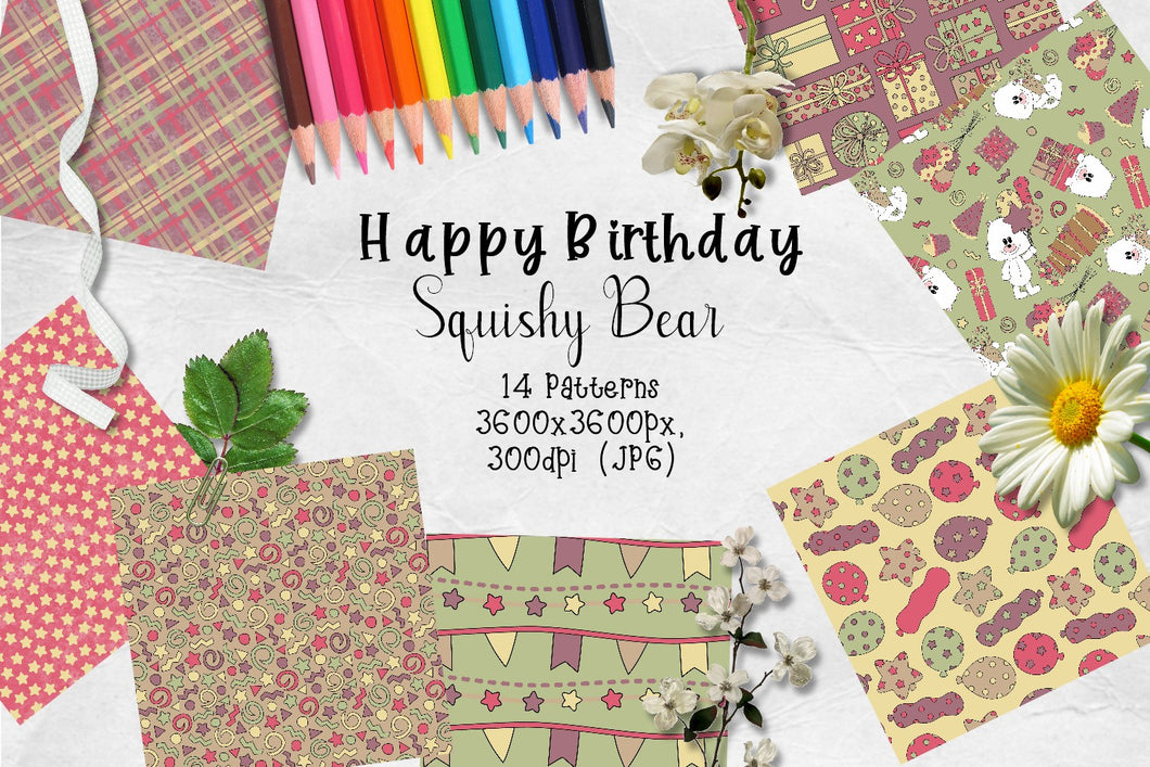 Happy Birthday Plushy Polar Bear CU Paper