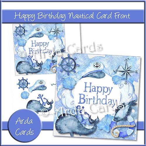 Happy Birthday Nautical Card Front - The Printable Craft Shop