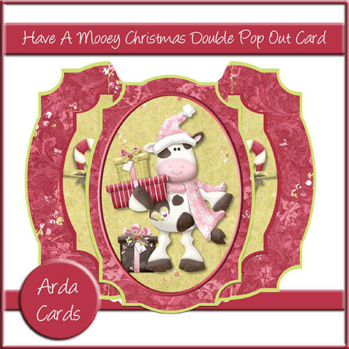 Have A Mooey Christmas Double Pop Out Card - The Printable Craft Shop
