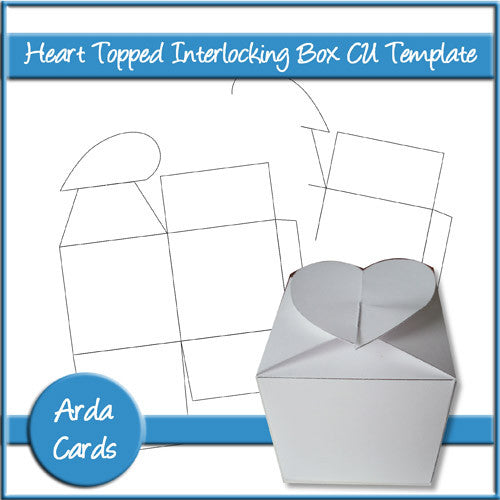 Heart Topped Interlocking Box CU Template - The Printable Craft Shop