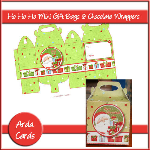 Ho Ho Ho Mini Gift Bags & Chocolate Wrappers - The Printable Craft Shop