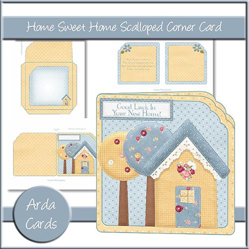 Home Sweet Home Scalloped Corner Card - The Printable Craft Shop