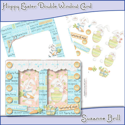 Hoppy Easter Double Window Box Card - The Printable Craft Shop