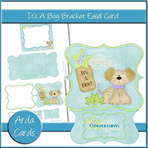 It's A Boy Bracket Easel Card - The Printable Craft Shop