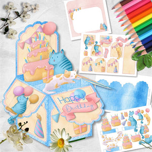 Kitty Cake Party Pop Up Box Card