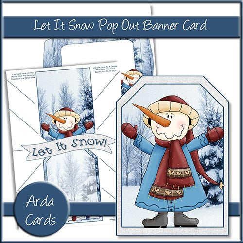 Let It Snow Pop Out Banner Card - The Printable Craft Shop