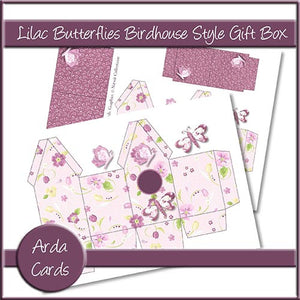 Lilac Butterfly Birdhouse Style Gift Boxes - The Printable Craft Shop