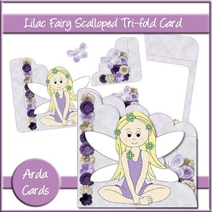 Lilac Fairy Scalloped Trifold Card - The Printable Craft Shop