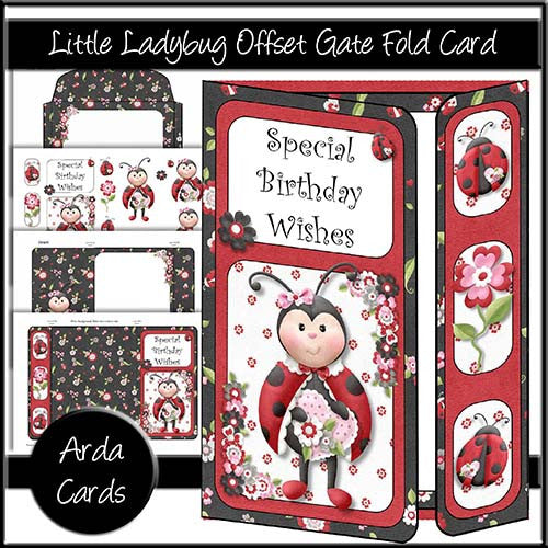 Little Lady Bug Offset Gate Fold Card - The Printable Craft Shop