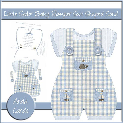 Little Sailor Baby Romper Suit Shaped Card - The Printable Craft Shop