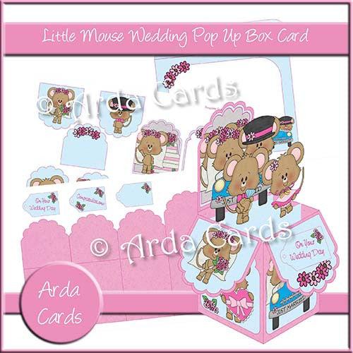 Little Mouse Wedding Day Pop Up Box Card - The Printable Craft Shop