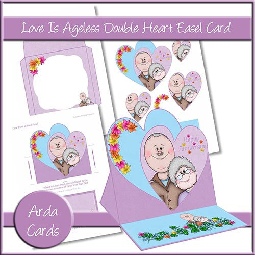 Love Is Ageless Double Heart Easel Card - The Printable Craft Shop
