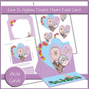 Love Is Ageless Double Heart Easel Card - The Printable Craft Shop