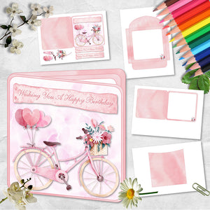 Lovely Floral Bike Printable Square Card