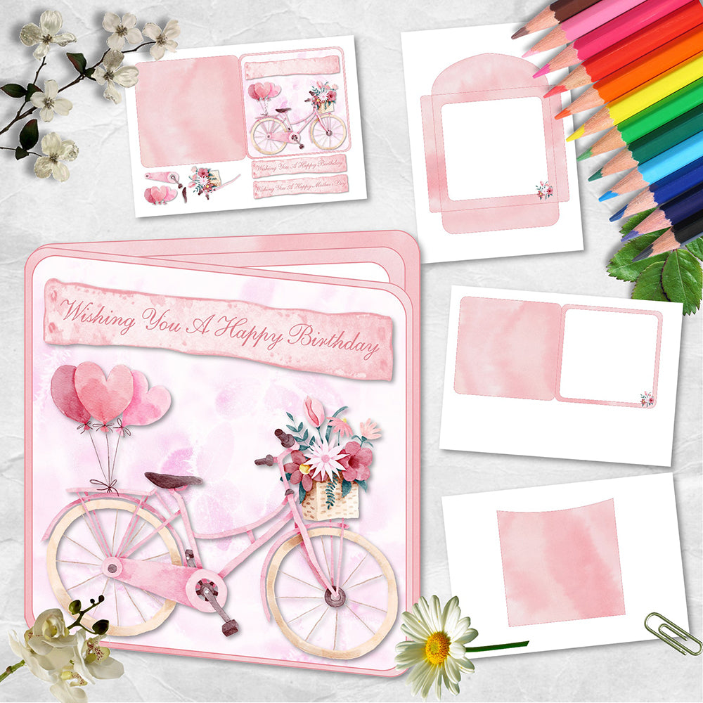 Lovely Floral Bike Printable Square Card