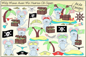 Milly Mouse Avast Me Hearties CU Clipart