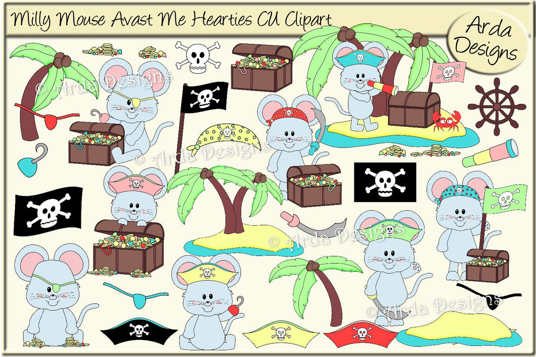 Milly Mouse Avast Me Hearties CU Clipart