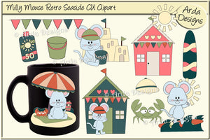 Milly Mouse Retro Seaside CU Clipart