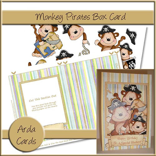 Monkey Pirates Box Card - The Printable Craft Shop
